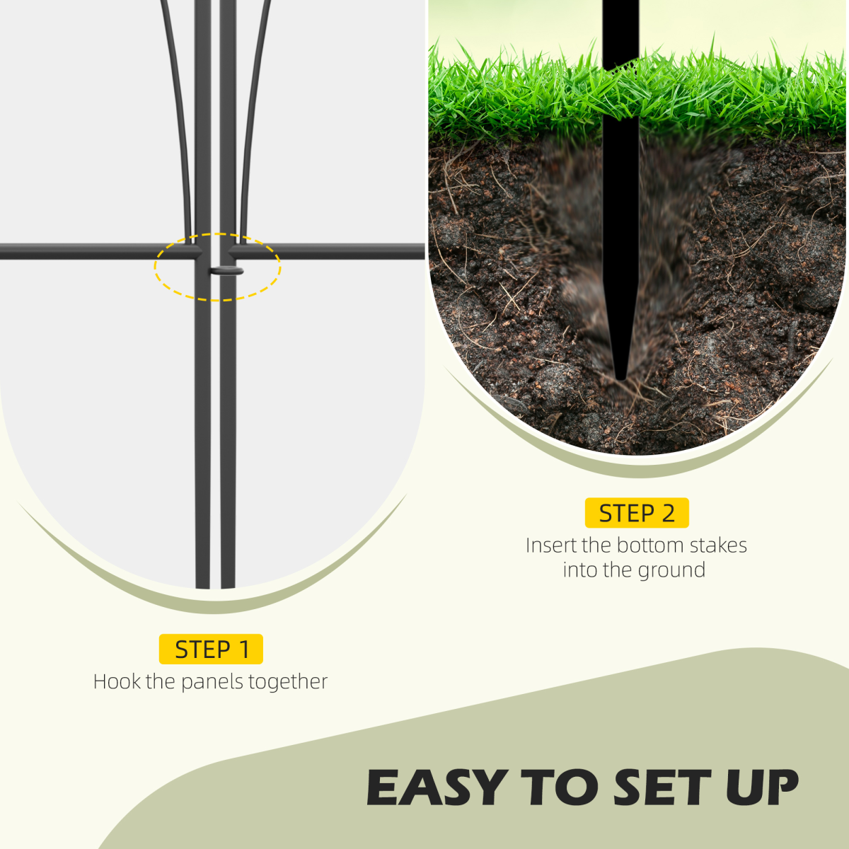 Outsunny 5-Piece Decorative Metal Garden Fence Border Edging, Black