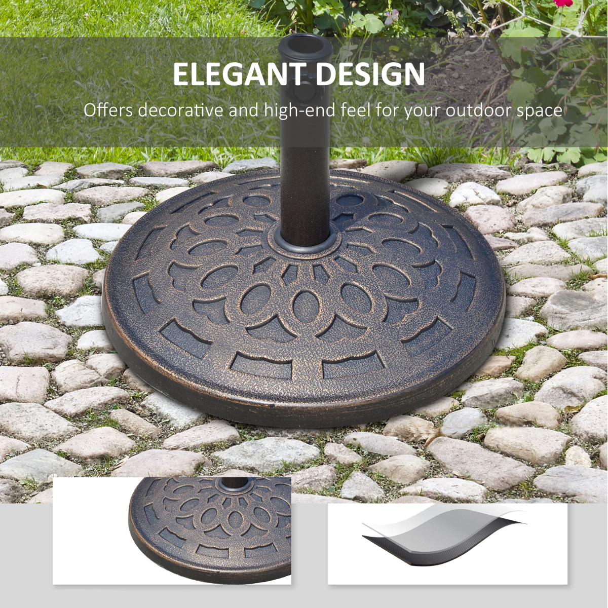 Outsunny 14kg Round Bronze Patio Umbrella Stand