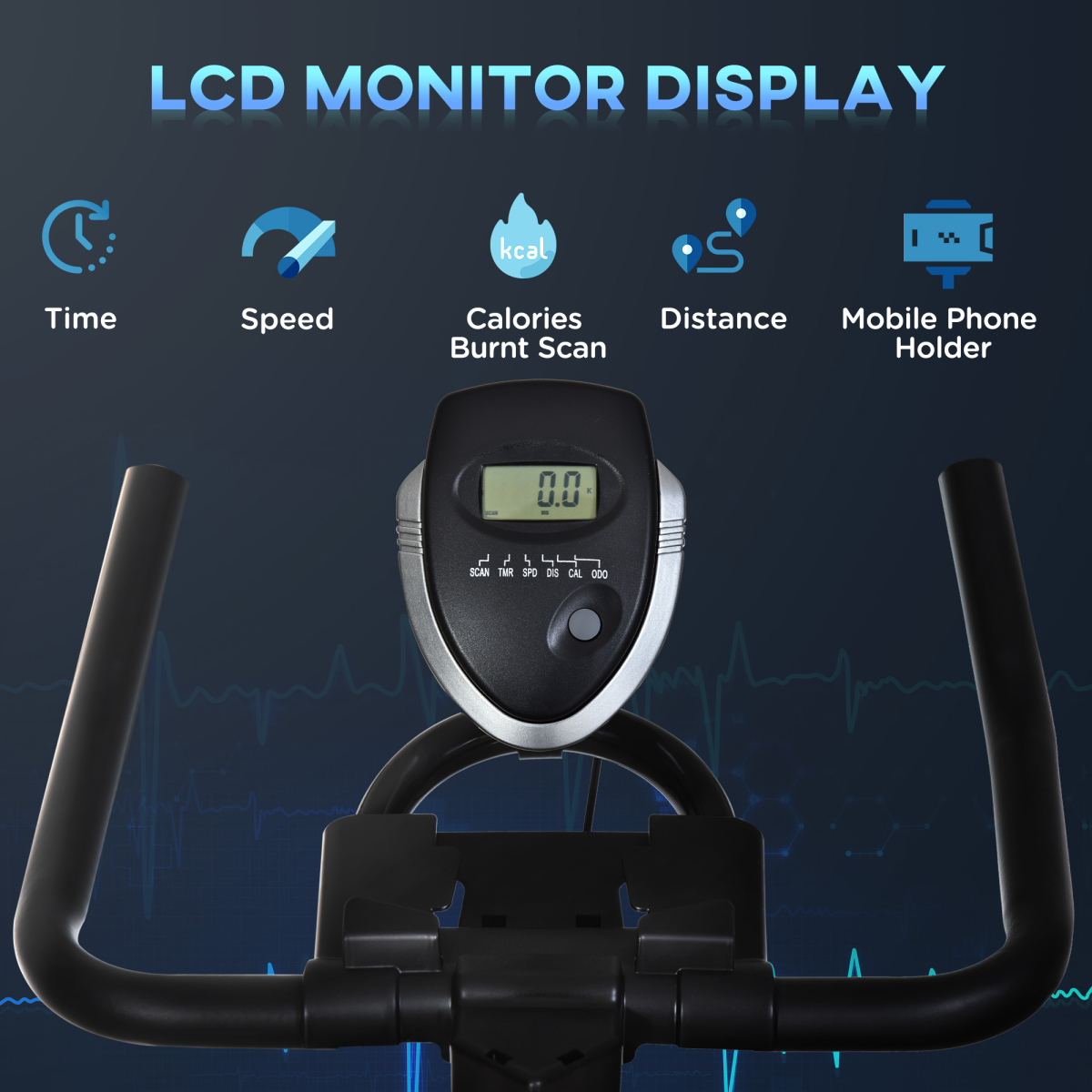 HOMCOM Belt-Driven Indoor Cycling Exercise Bike with LCD Monitor