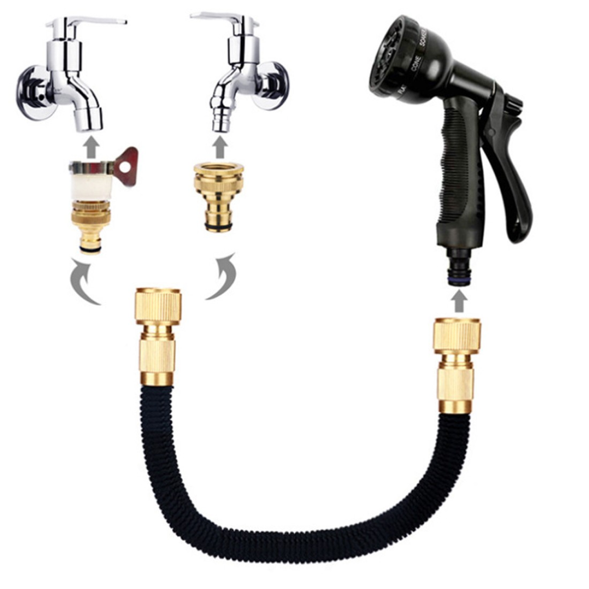 Heavy Duty 75FT Expandable Garden Hose Pipe Flexible With Water Spray Gun UK