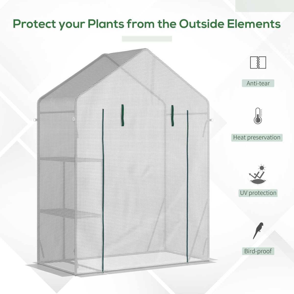 Outsunny Portable Outdoor Greenhouse with Roll-Up Door and 2 Wire Shelves