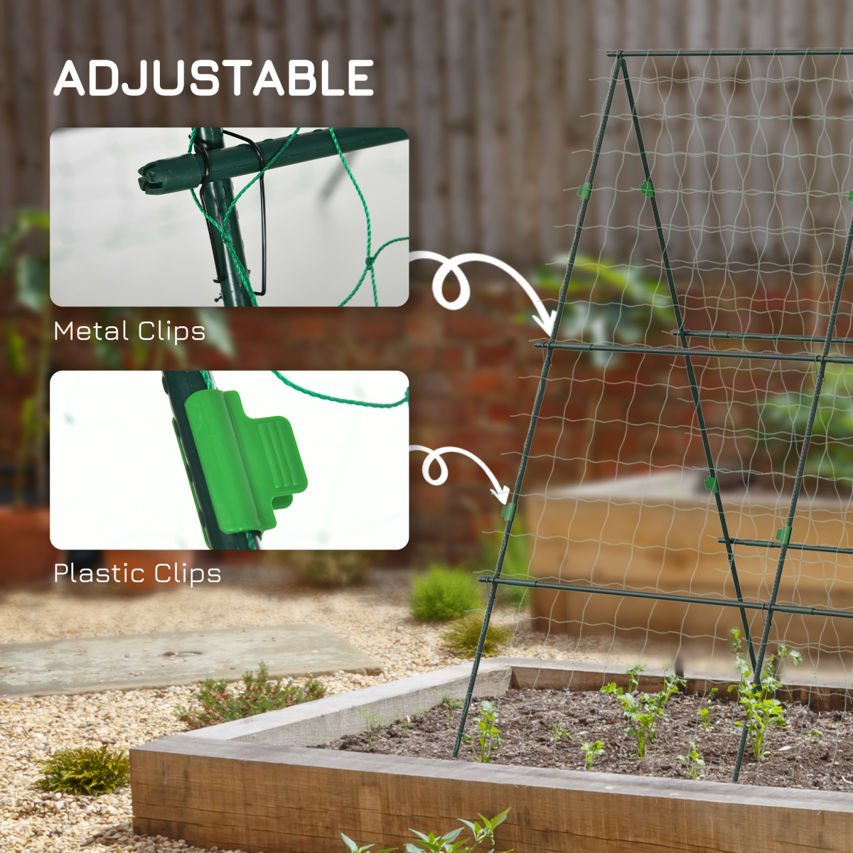 Outsunny A-Frame Garden Trellis with Climbing Net for Vegetables