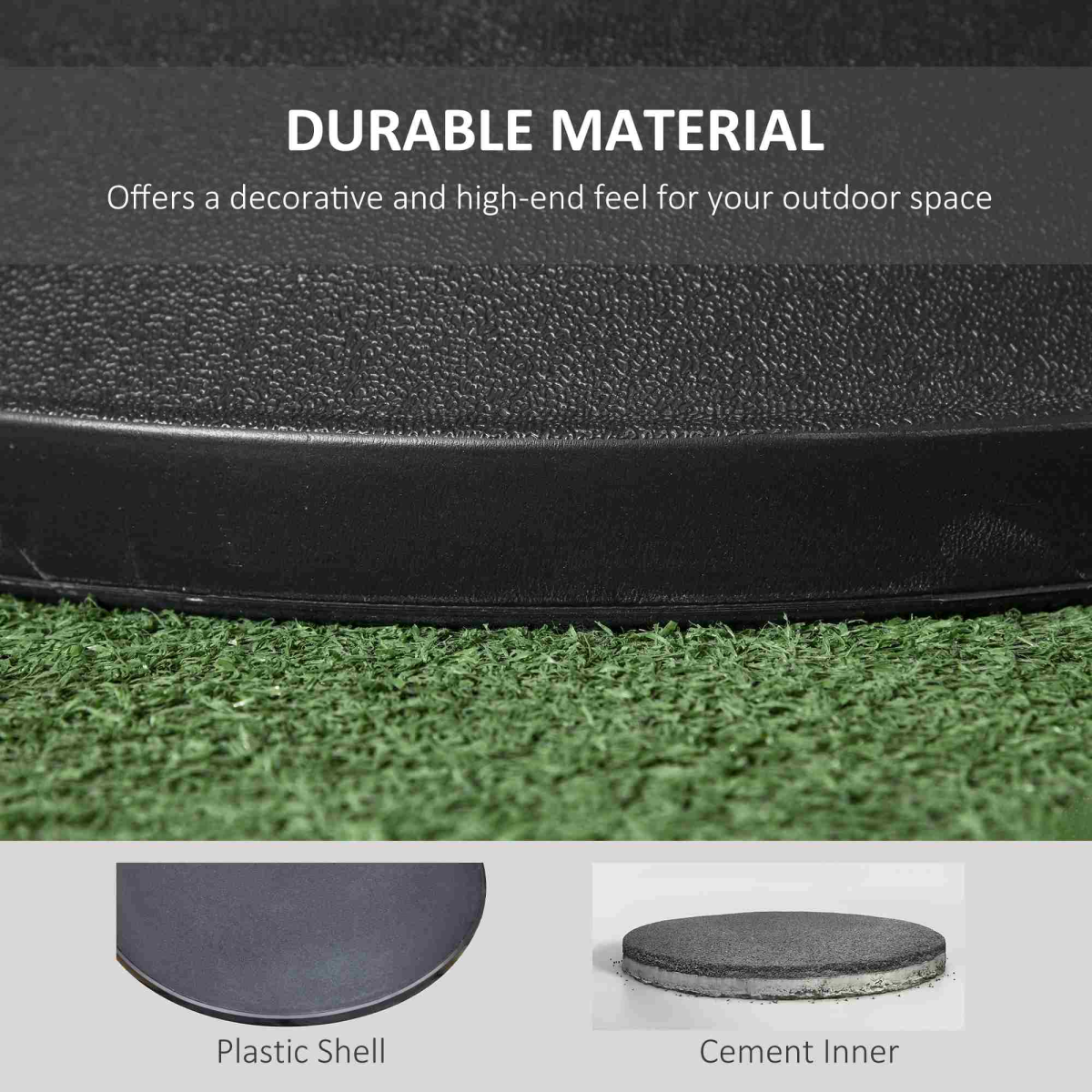 Outsunny 25kg Round Black Umbrella Base Stand for 35/38/48mm Poles