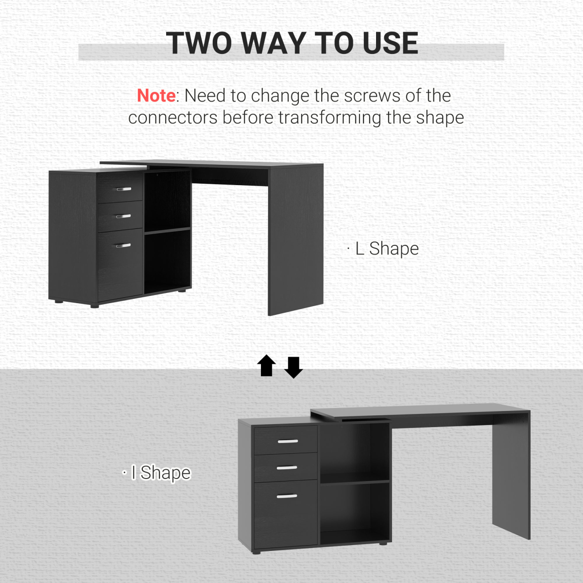 HOMCOM L Shape Computer Desk Workstation with Drawer Shelf File Cabinet, Home Office Desk