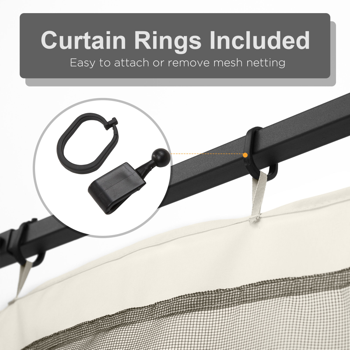 Outsunny Four-Panel Gazebo Replacement Screen with Zip Closure