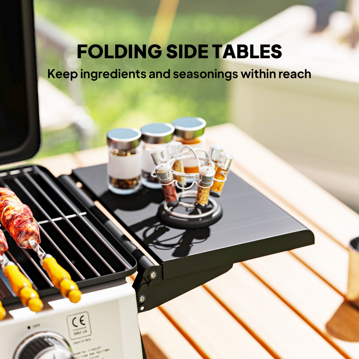 Outsunny Portable Tabletop Gas BBQ Grill with Thermometer, 2 Burners, Black