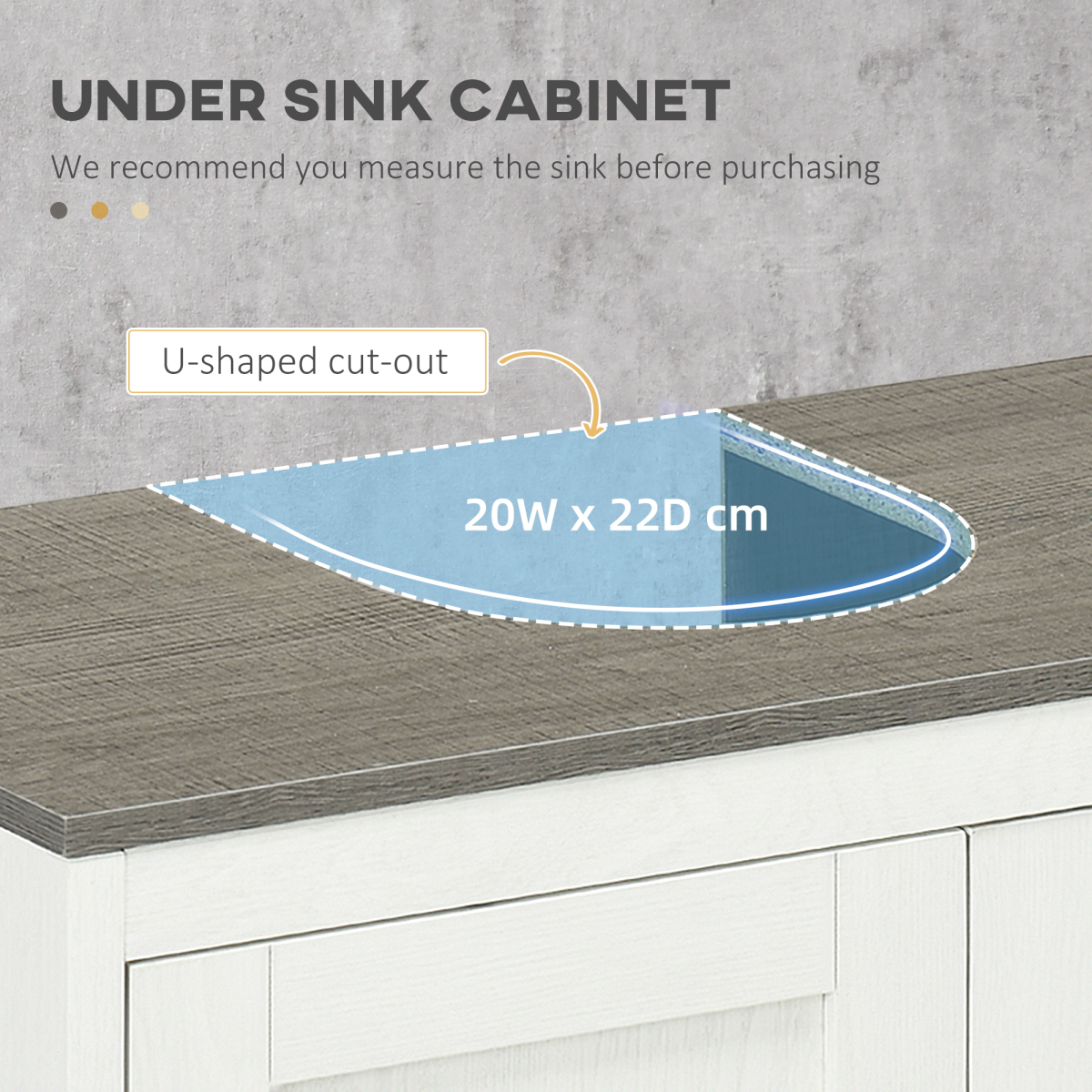 Kleankin Freestanding Under Sink Bathroom Cabinet with Doors, White