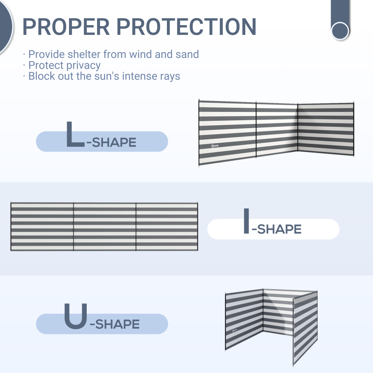Outsunny Portable Camping Windbreak Privacy Wall 540 x 150 cm