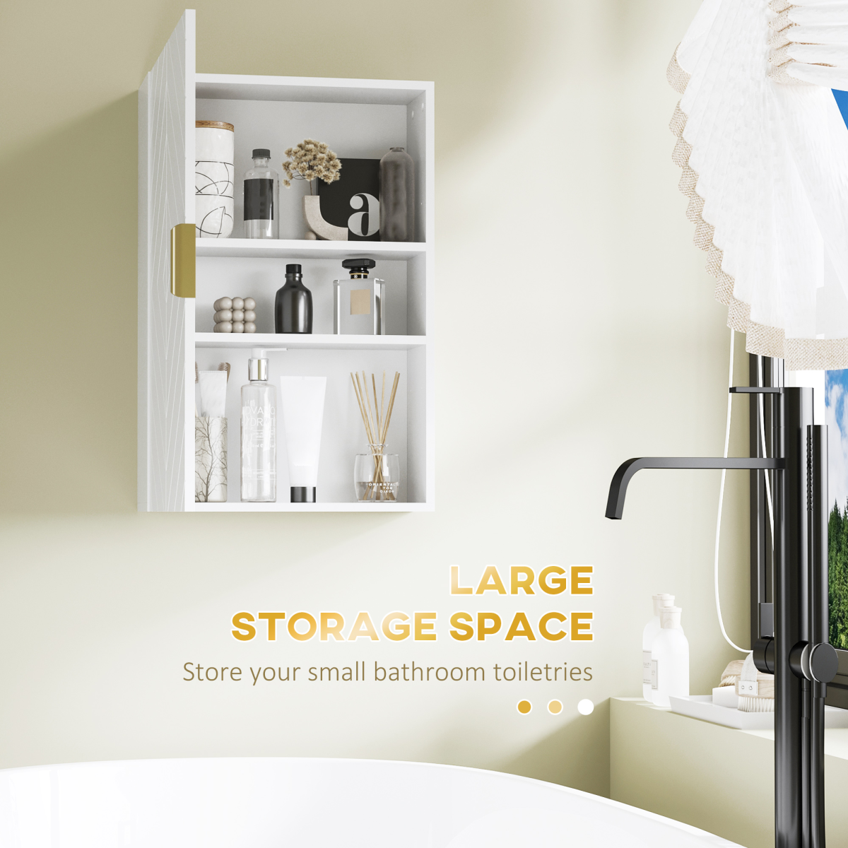 kleankin White Wall-Mounted Bathroom Cabinet with Adjustable Shelves