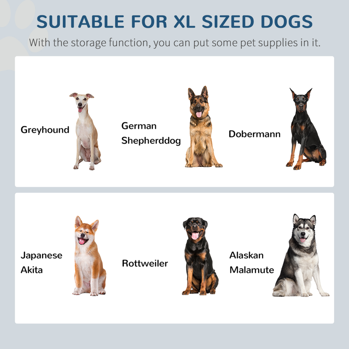 Elevated Dog Bowls with Storage Function, Stainless Steel Bowls, Raised Pet Feeder for Large Dogs, PawHut