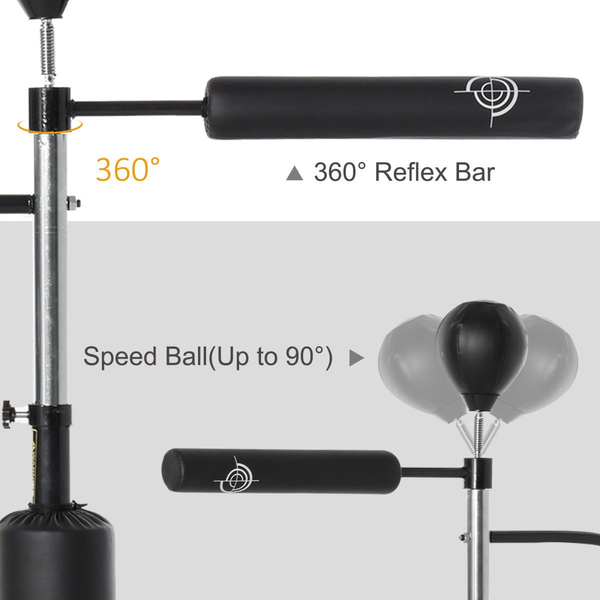 HOMCOM 3-in-1 Punching Bag Stand with 2 Speedballs and 360 Reflex Bar