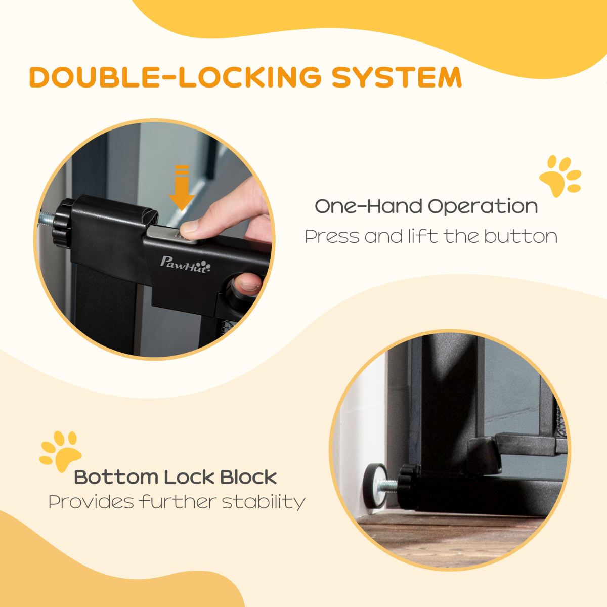 Pressure Fit Safety Gate for Doors, Auto-Close Dog Gate, Adjustable 75-103 cm, Black