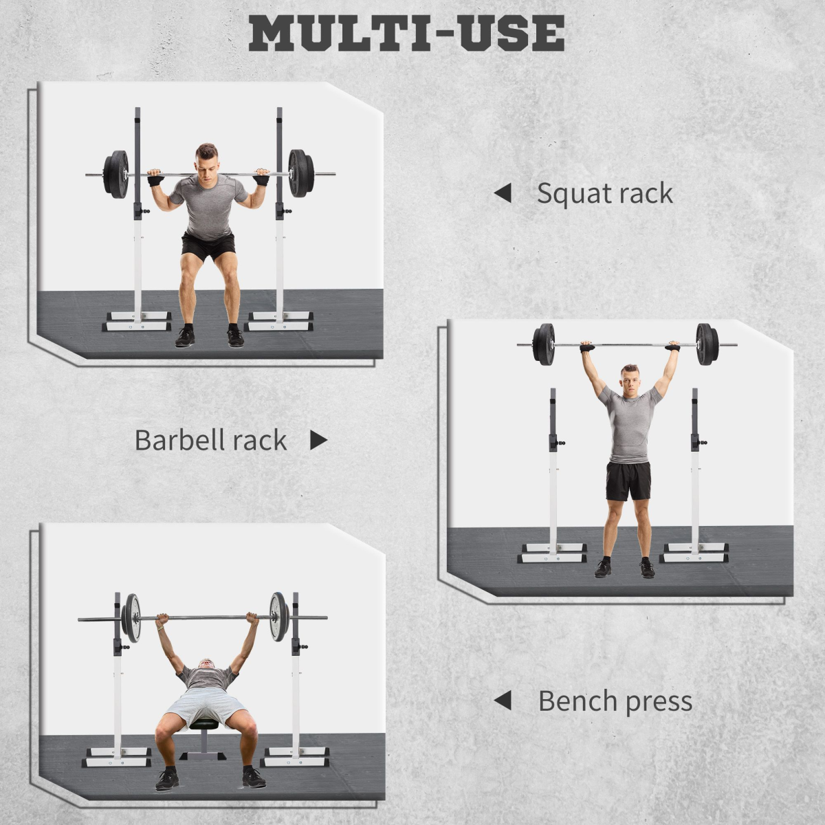 HOMCOM Adjustable Barbell Squat Stand, 150kg Max Load
