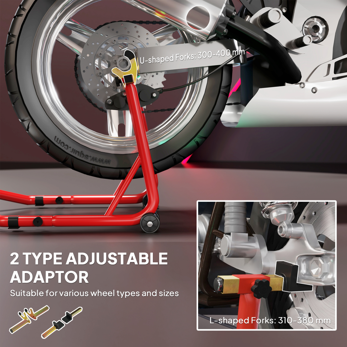 HOMCOM Motorcycle Rear Wheel Stand, 544kg Steel Paddock Stand