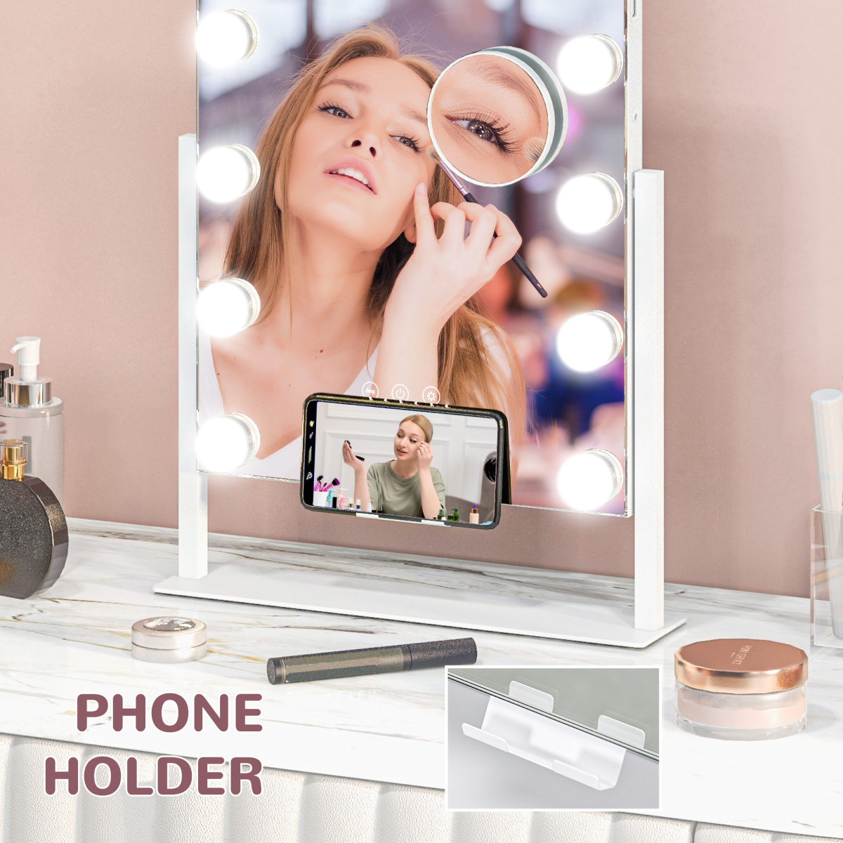 HOMCOM Hollywood Makeup Mirror with 10x Magnifier, USB Port