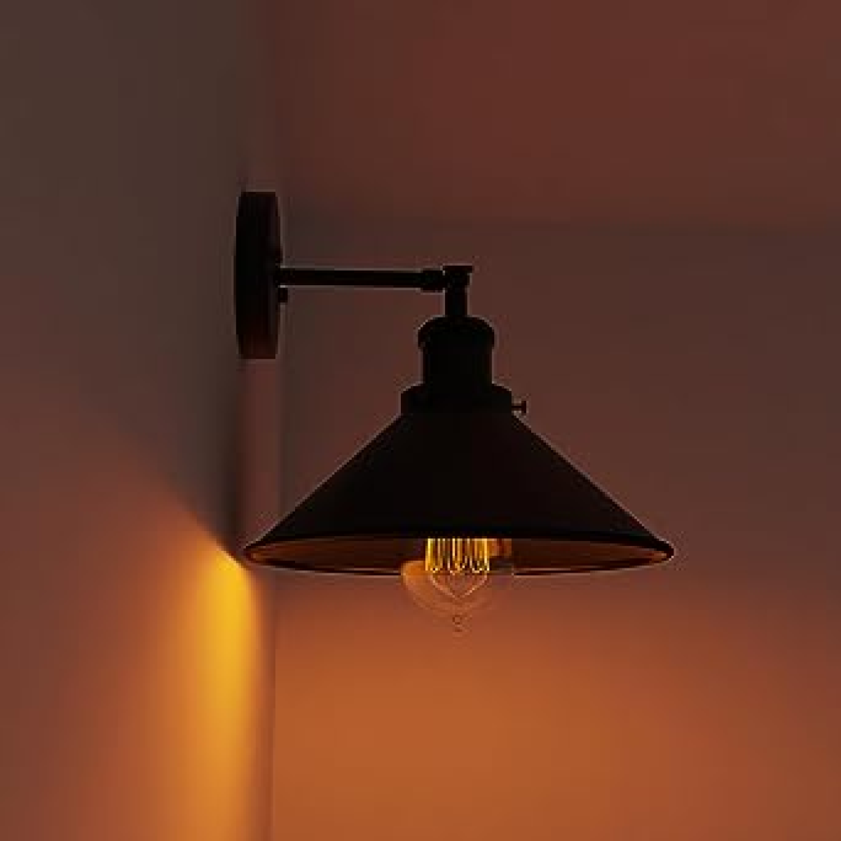 Black Vintage Retro Cone Shade Wall Sconce with E27 Holder