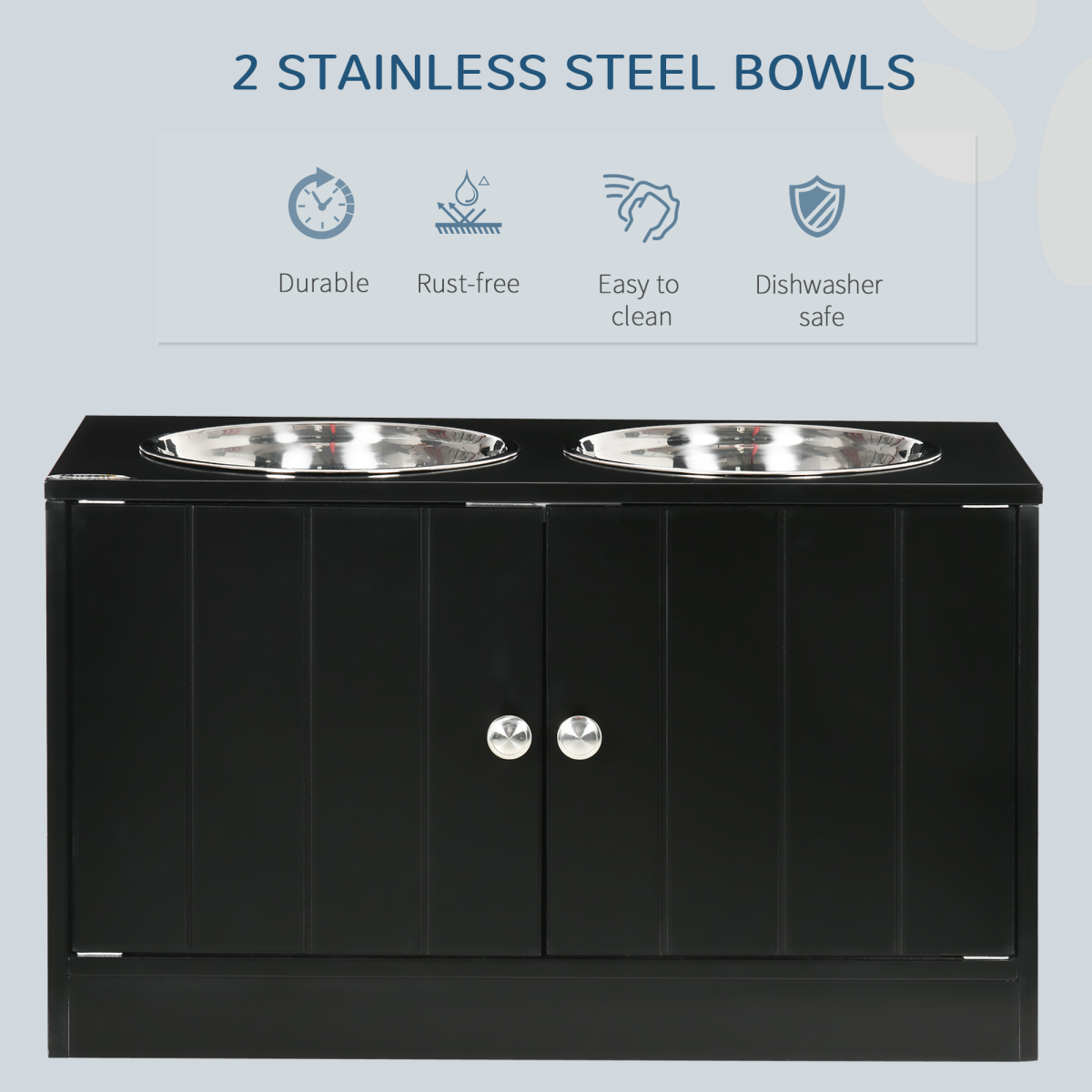 Raised Dog Bowls for Large Dogs Feeding Station Stand, Storage - Pawhut