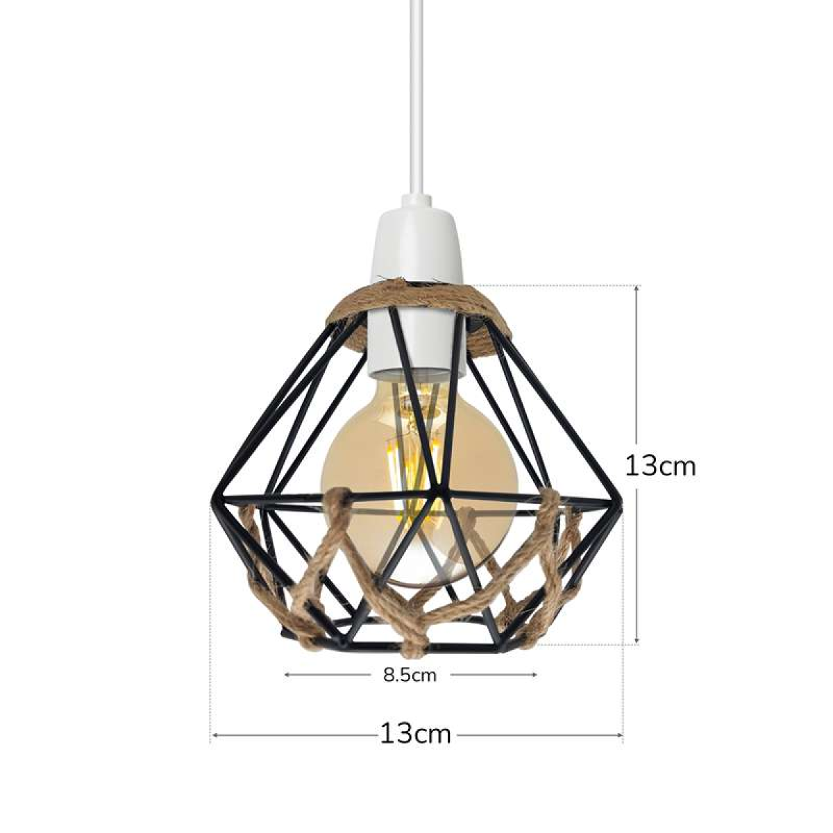 LEDSone Vintage Diamond Hemp Rope Metal Lampshade with Reducer Ring