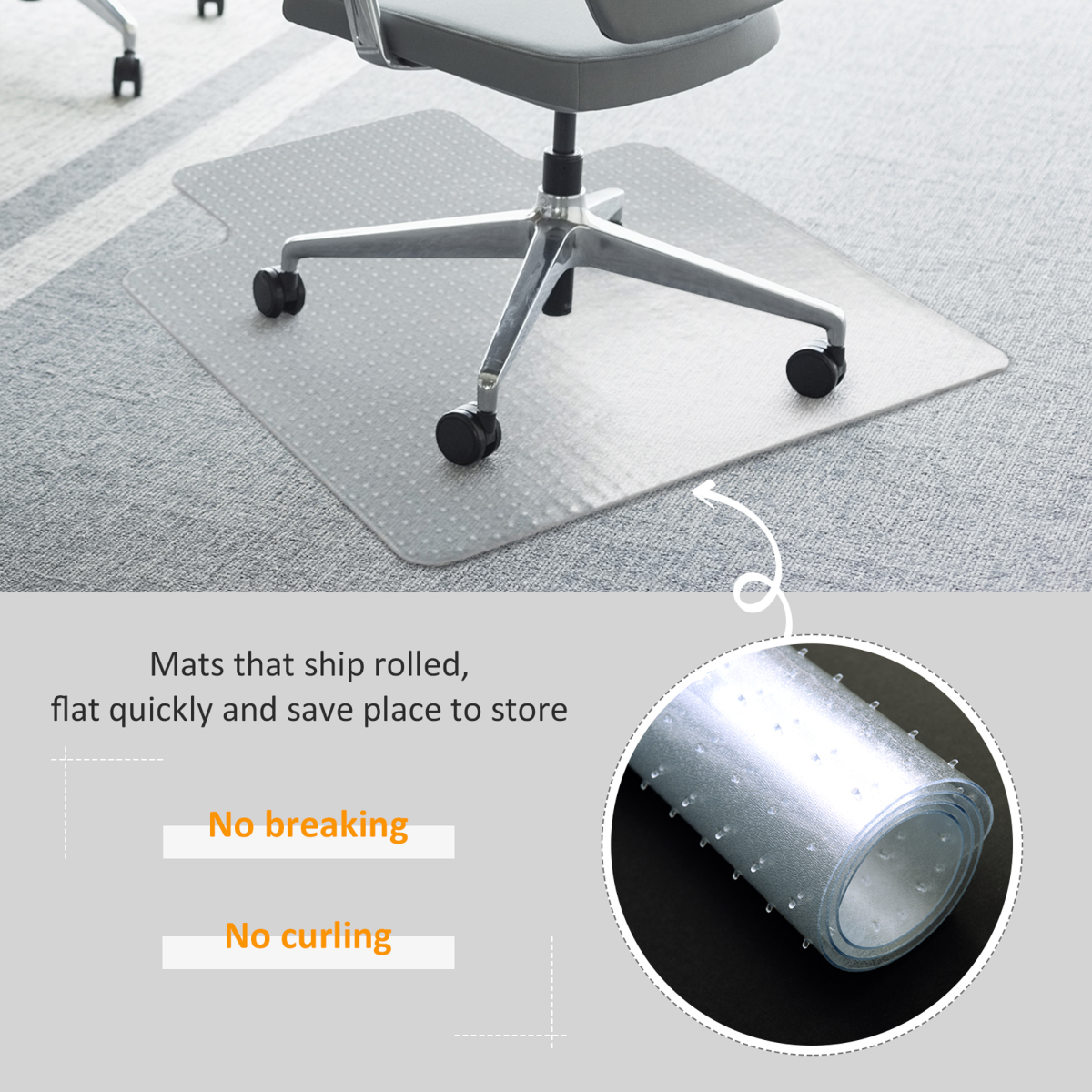Office Carpet Protector Lipped Chair Mat, Non-Slip Frosted Top with Spiked Back for Carpet