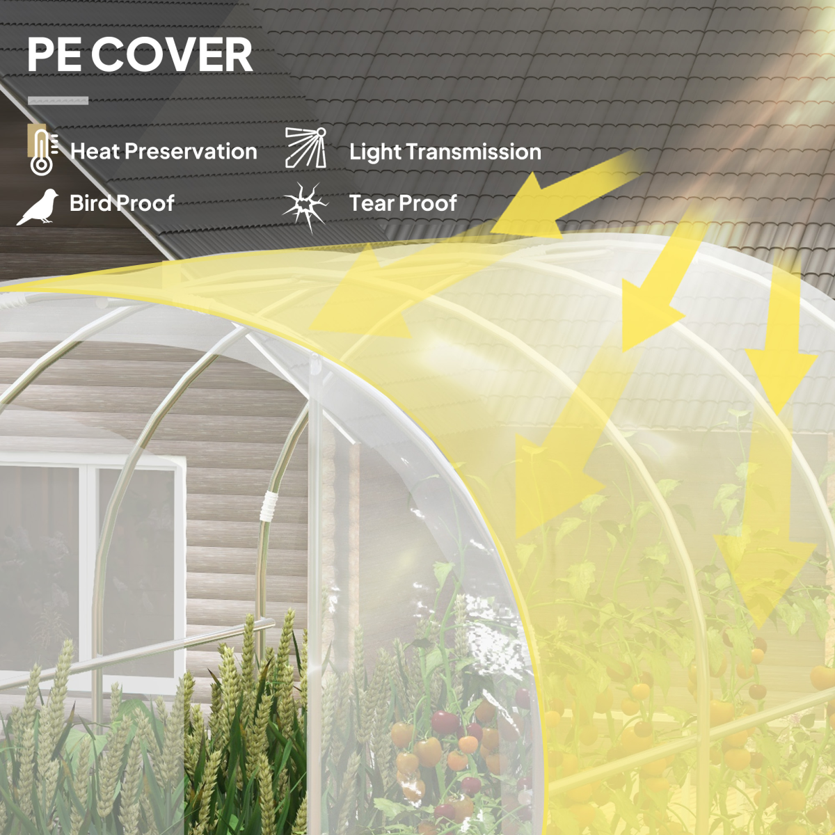 Outsunny 3 x 2 x 2m Polytunnel Greenhouse with Hinged Door and Galvanised Steel Frame