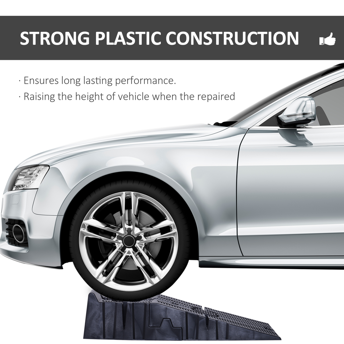 Heavy Duty Plastic Car Lifting Ramps, Anti-Skid, Interlocking Design, 5 Ton Set Capacity