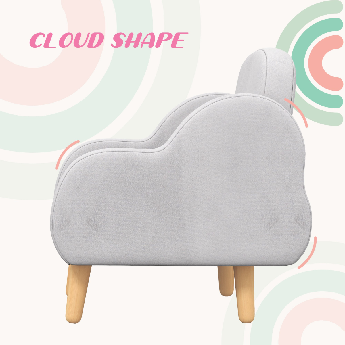 ZONEKIZ Cloud-Shaped Toddler Armchair, Grey Kids Mini Chair