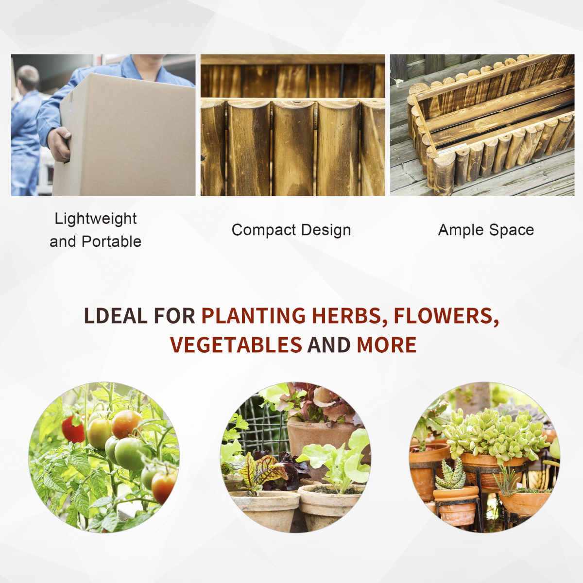Outsunny Fir Wooden Raised Flower Bed Planter, 4 ft, 78 x 35 x 30 cm, Chemical-Free, Naturally Rot Resistant, with 4 Wooden Feet
