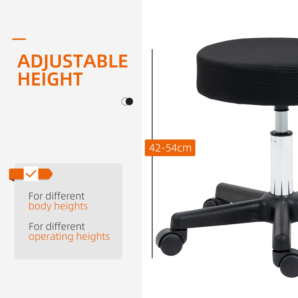 HOMCOM Swivel Adjustable Salon Stool with 3 Changeable Covers