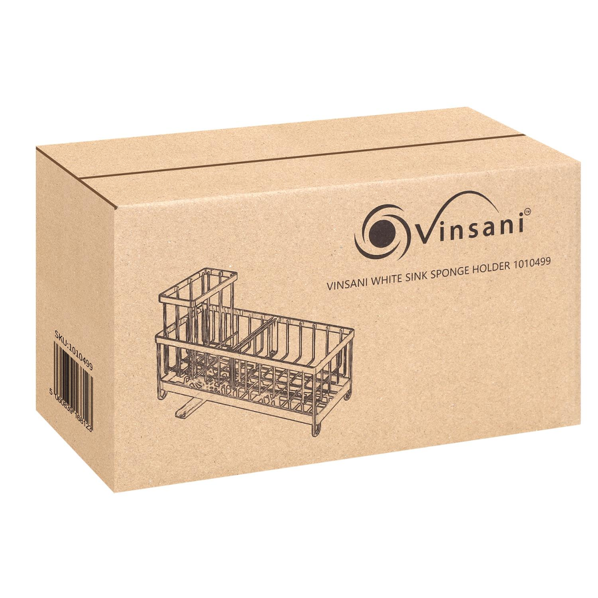 Vinsani White Sink Sponge Holder with Removable Dividers and Compartments