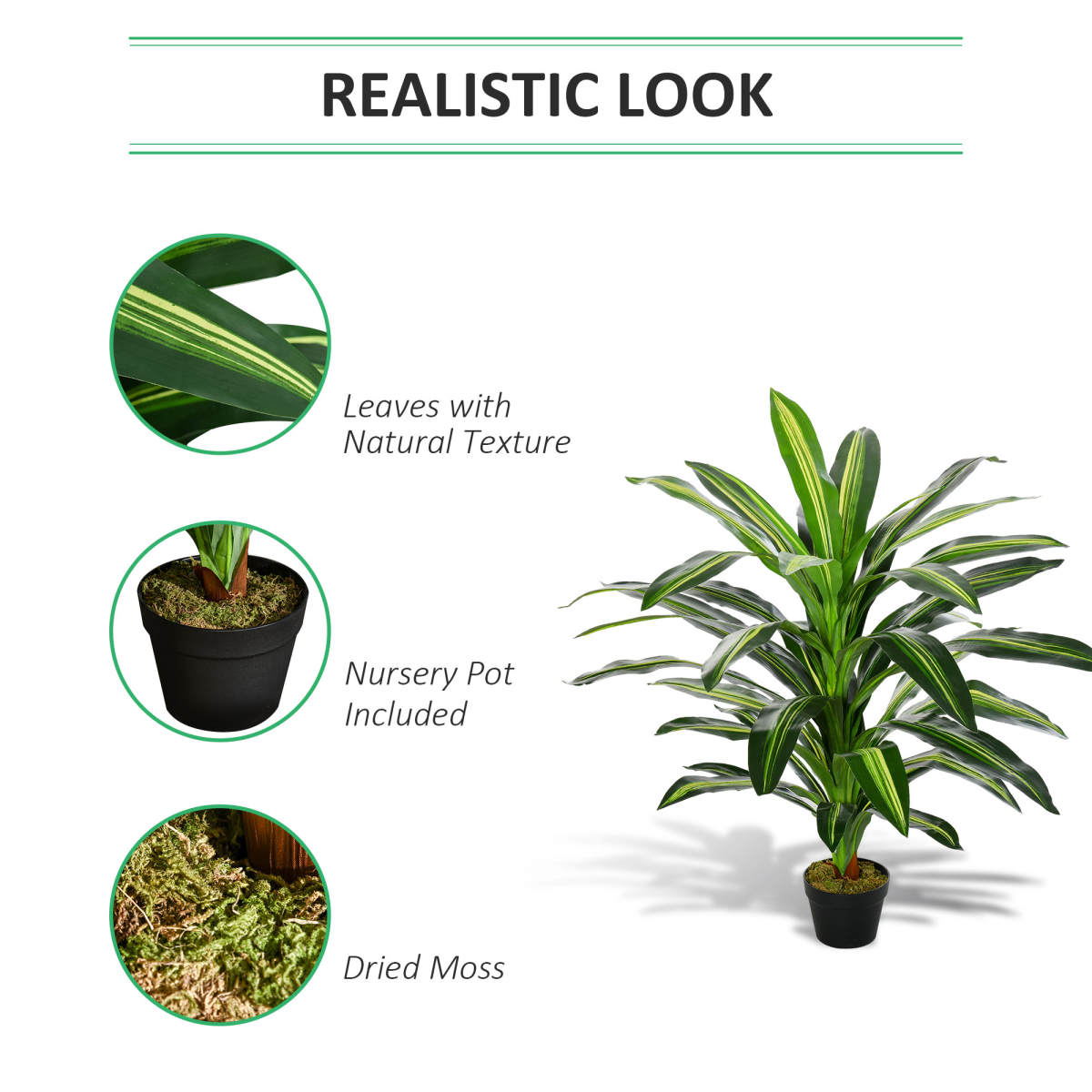 110cm Artificial Dracaena Tree Decorative Plant with 40 Leaves