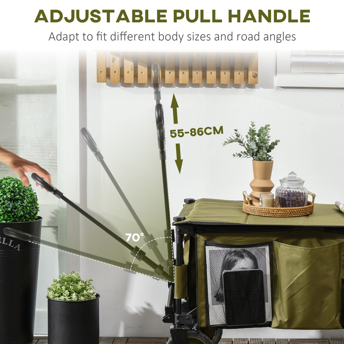 Outsunny Folding Garden Trolley, 4 Wheels, Brakes, 100kg Load