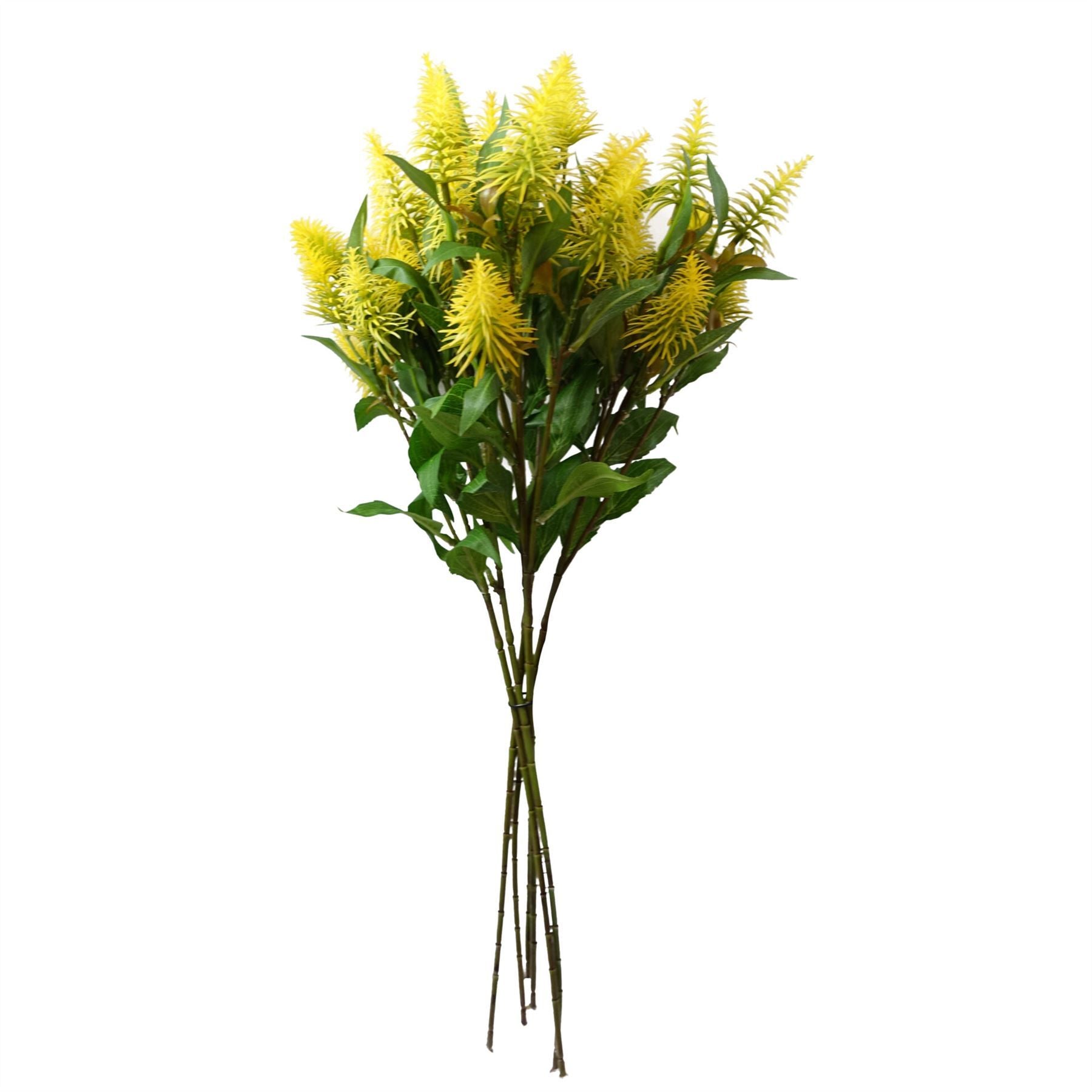 Leaf 55cm Callistemon Pallidus Yellow Bottle Brush Stem with Silk Leaves and Wired Shapable Stem