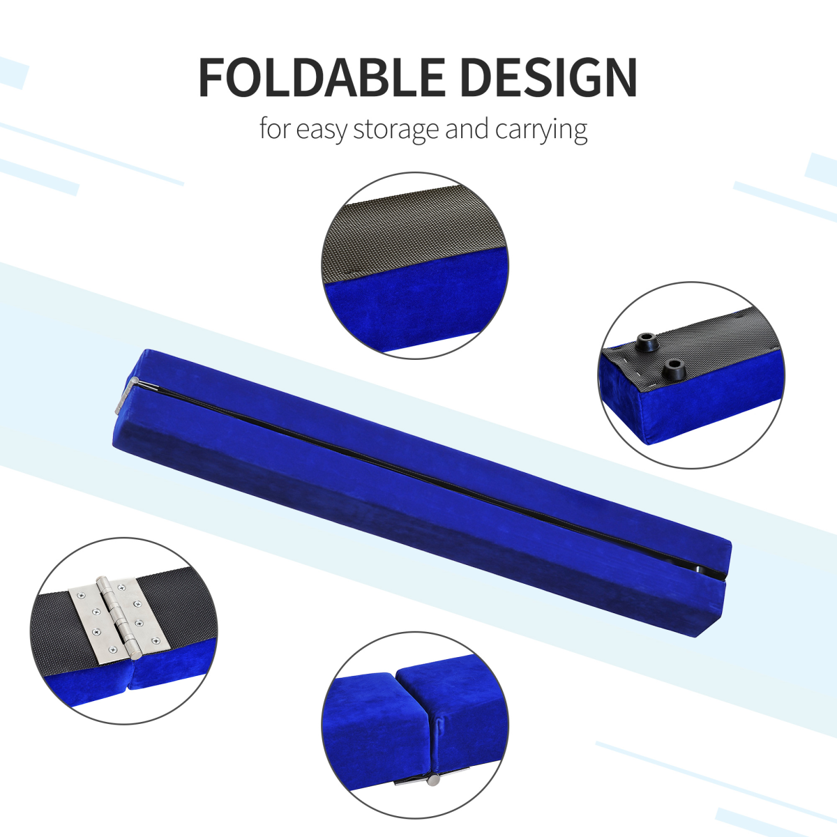 HOMCOM 2.1m Foldable Gymnastics Balance Beam Trainer, Blue