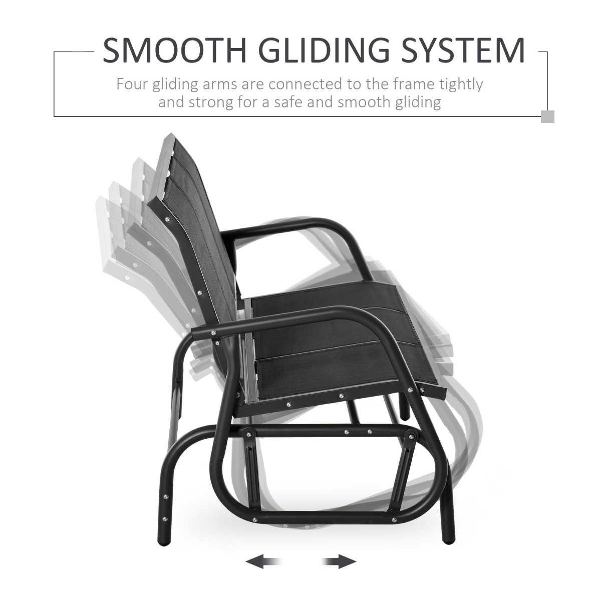 Outsunny 3-Seat Patio Glider Bench, Breathable Texteline, Metal Frame