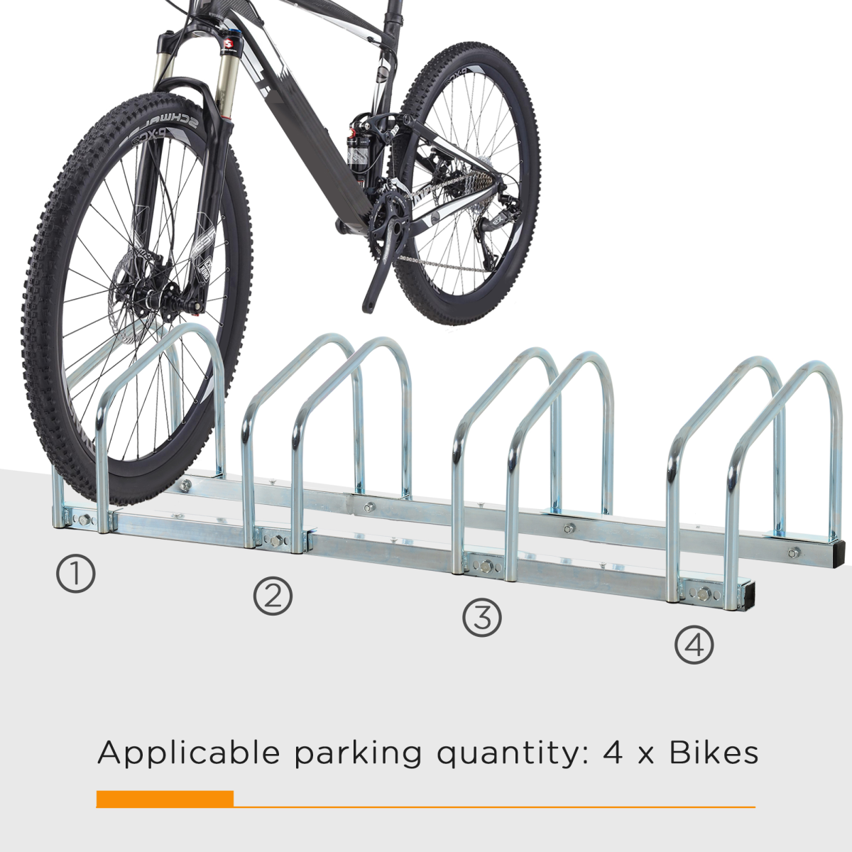 4 Bike Parking Rack Locking Storage Stand, Floor or Wall Mount, Solid Steel, Detachable, Unbranded