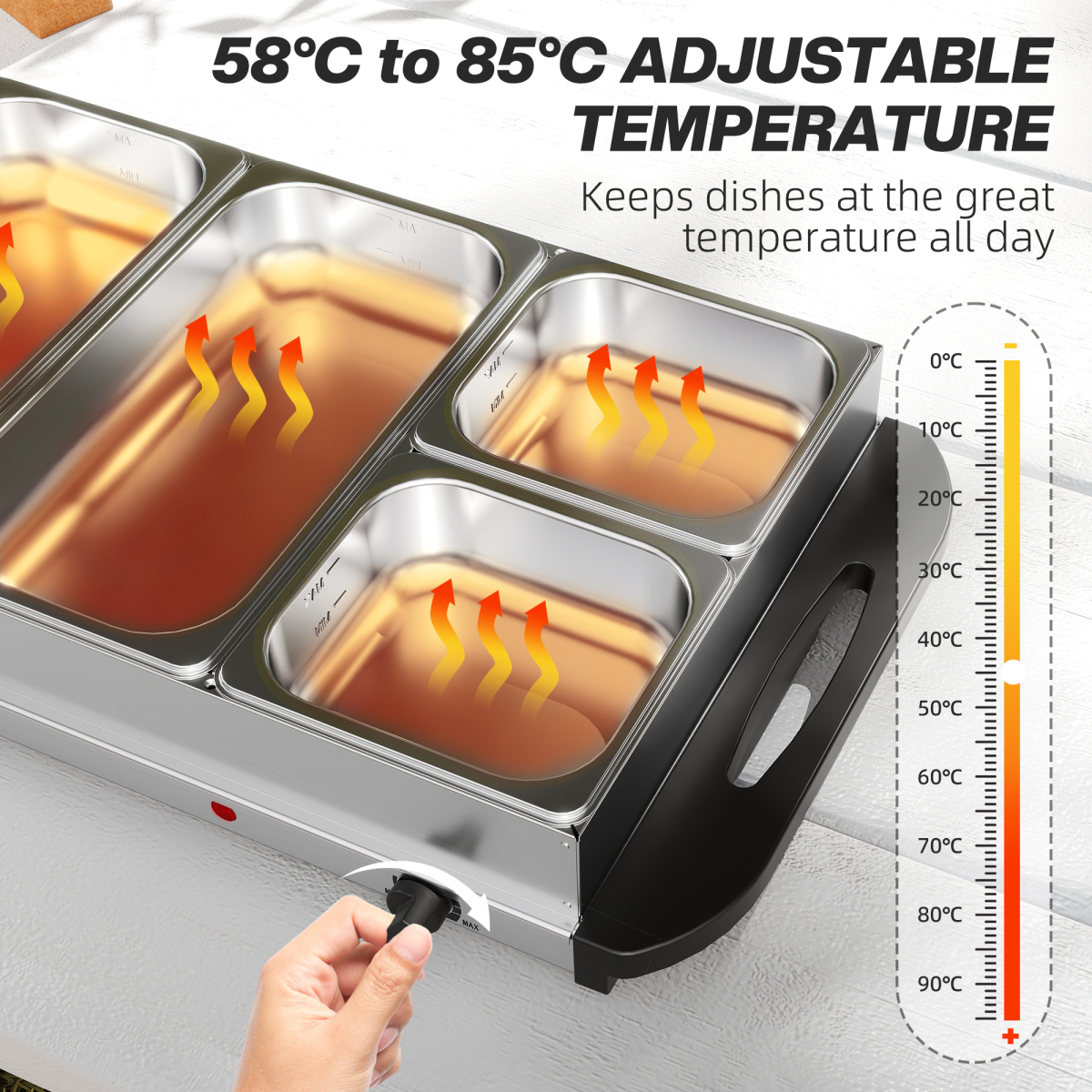HOMCOM 5-Tray Electric Food Warmer, 9.2L Buffet Server, Silver
