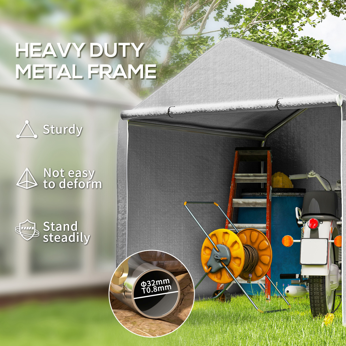 Outsunny 6.5' x 6.5' x 6.5' Temporary Carport Storage Tent, Grey