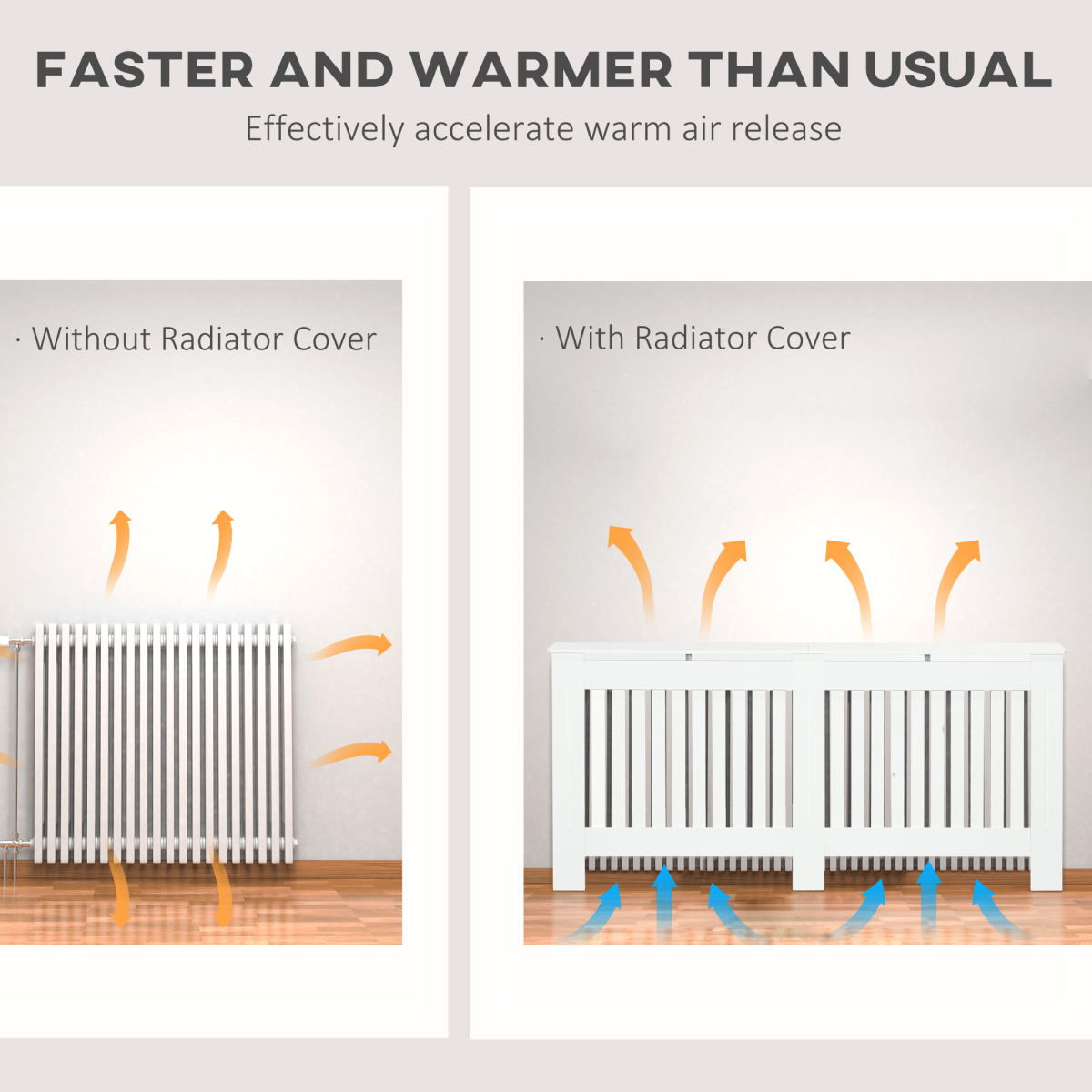 HOMCOM Painted Slatted MDF Radiator Cover Cabinet with Shelf, 172 x 19 x 81.5 cm