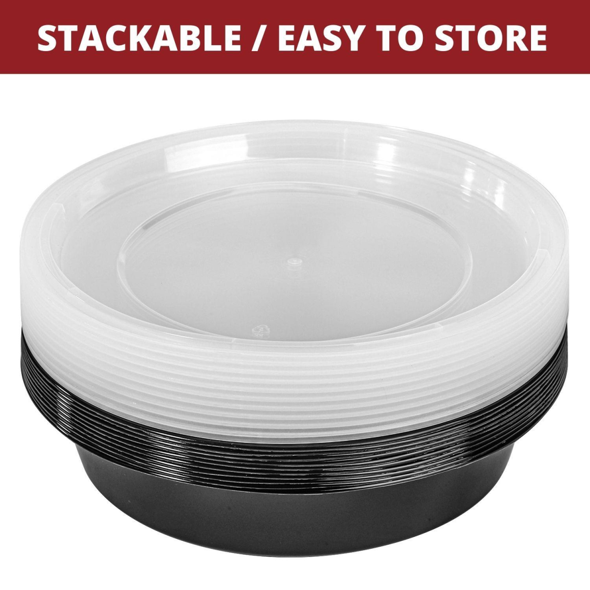 Vinsani 30 Pack Round 1-Compartment Meal Prep Containers with Airtight Leak-Resistant Lids, BPA-Free, Microwave, Freezer and Dishwasher Safe
