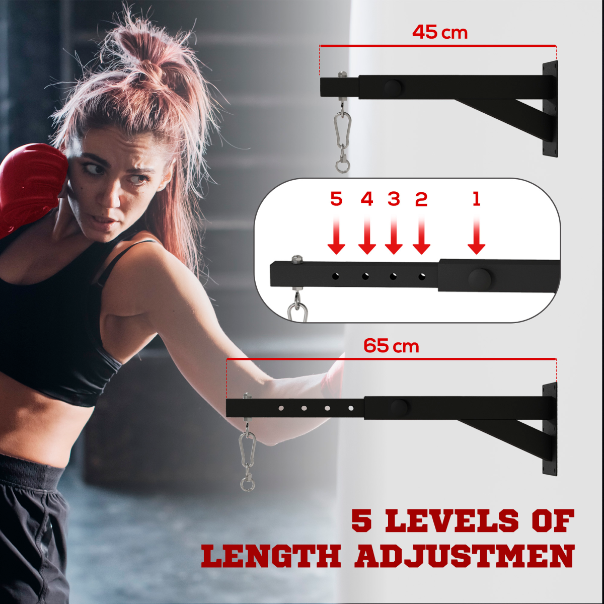 SPORTNOW 5-Length Adjustable Boxing Punch Bag Bracket, 60kg