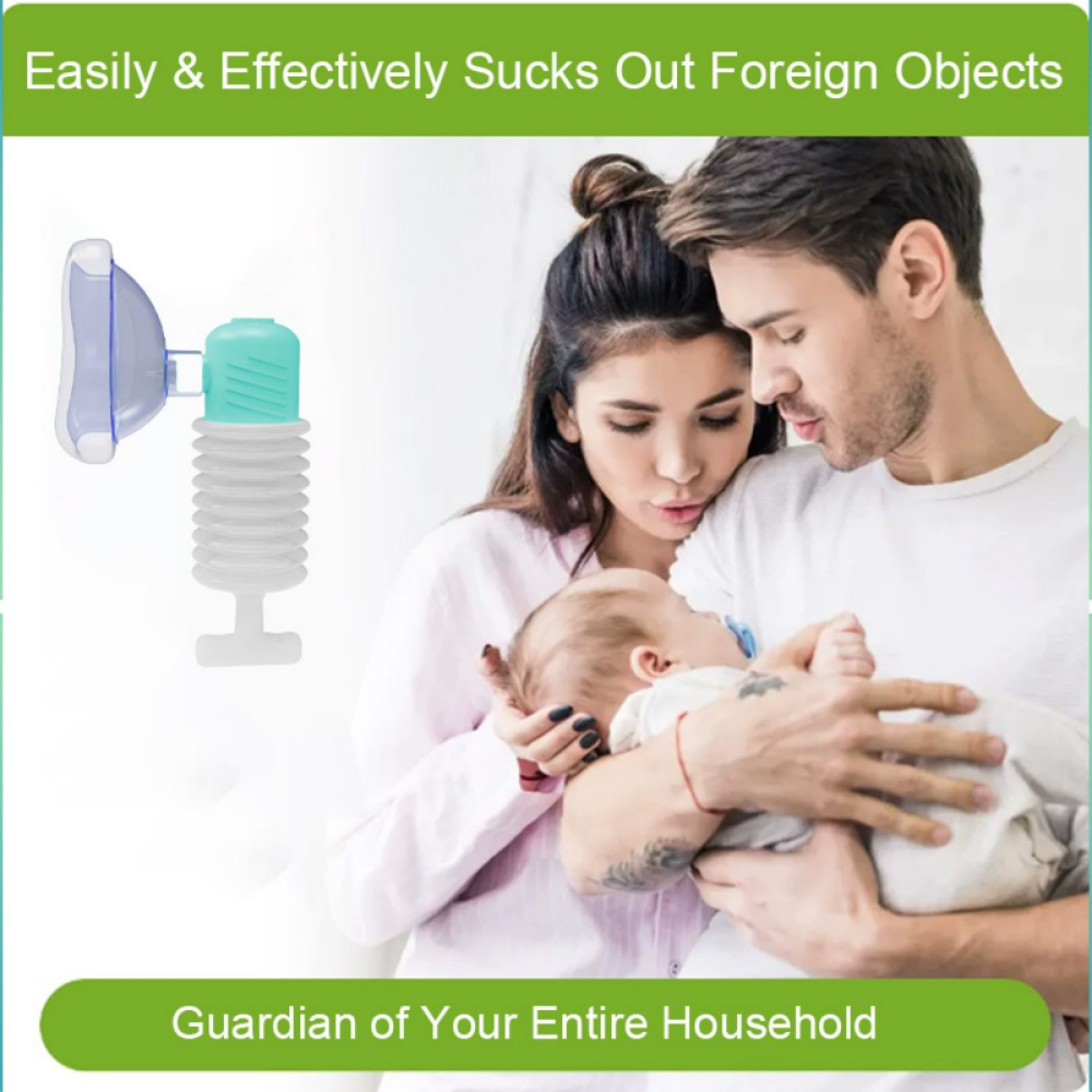 Manual Airway Obstruction First Aid Device - Emergency Choking Rescue Suction Tool for Adults & Kids