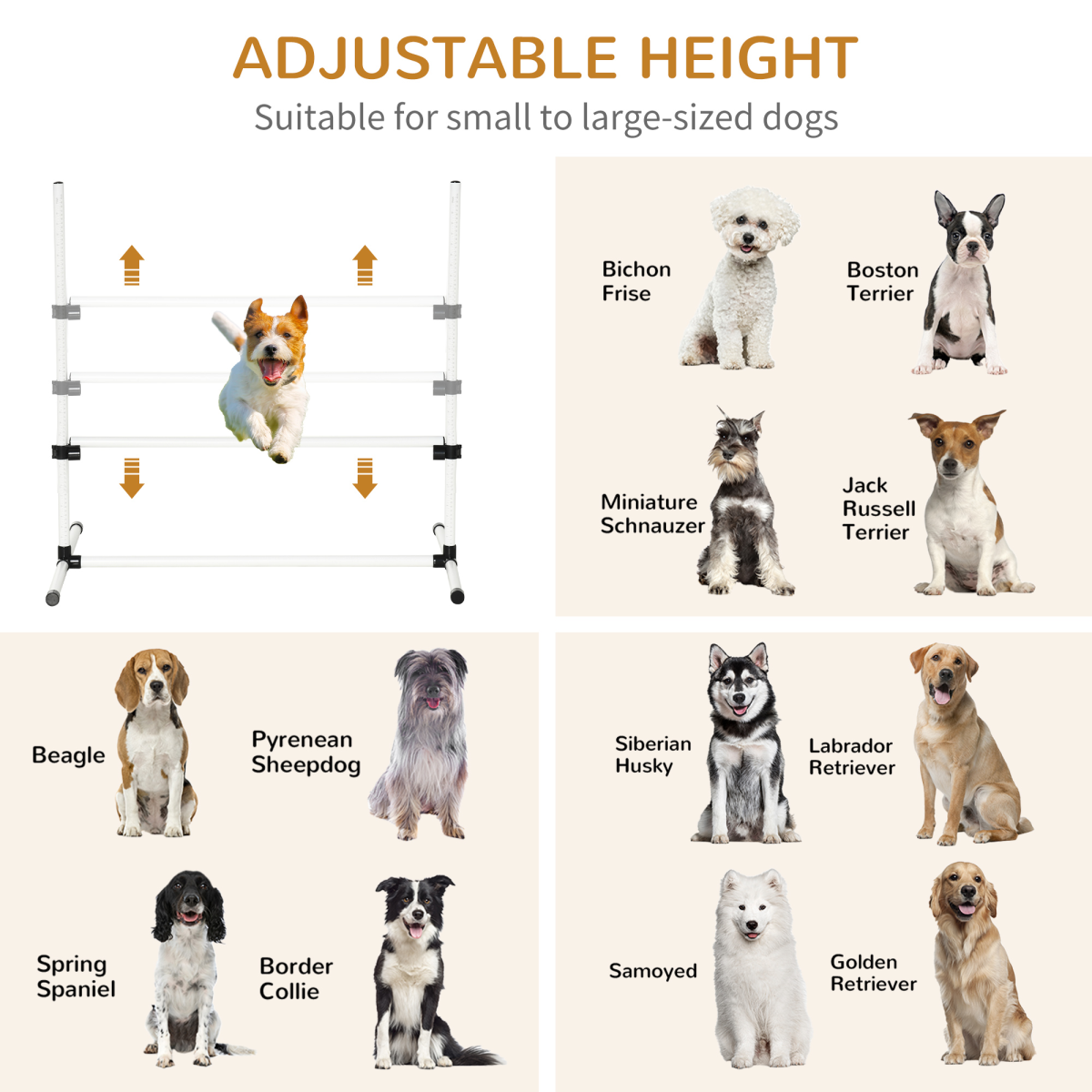 PawHut Free-Standing Adjustable Dog Agility Jump Set with Carry Case
