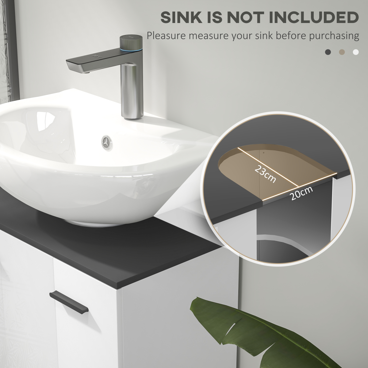 HOMCOM Bathroom Under Sink Cabinet, Adjustable Shelf, High Gloss White