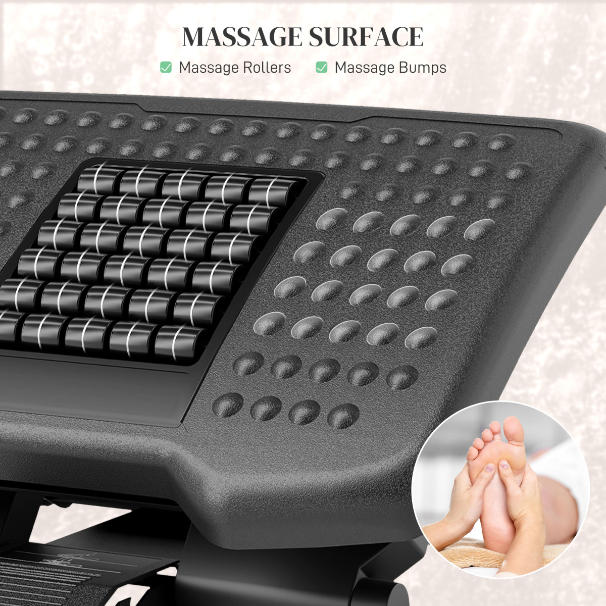HOMCOM Adjustable Under Desk Foot Rest with Massage Rollers