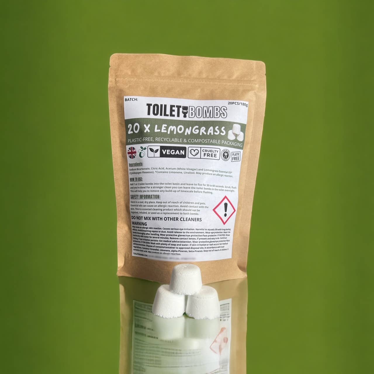 20x Toilet Refresher Bombs - Lemongrass - REGN