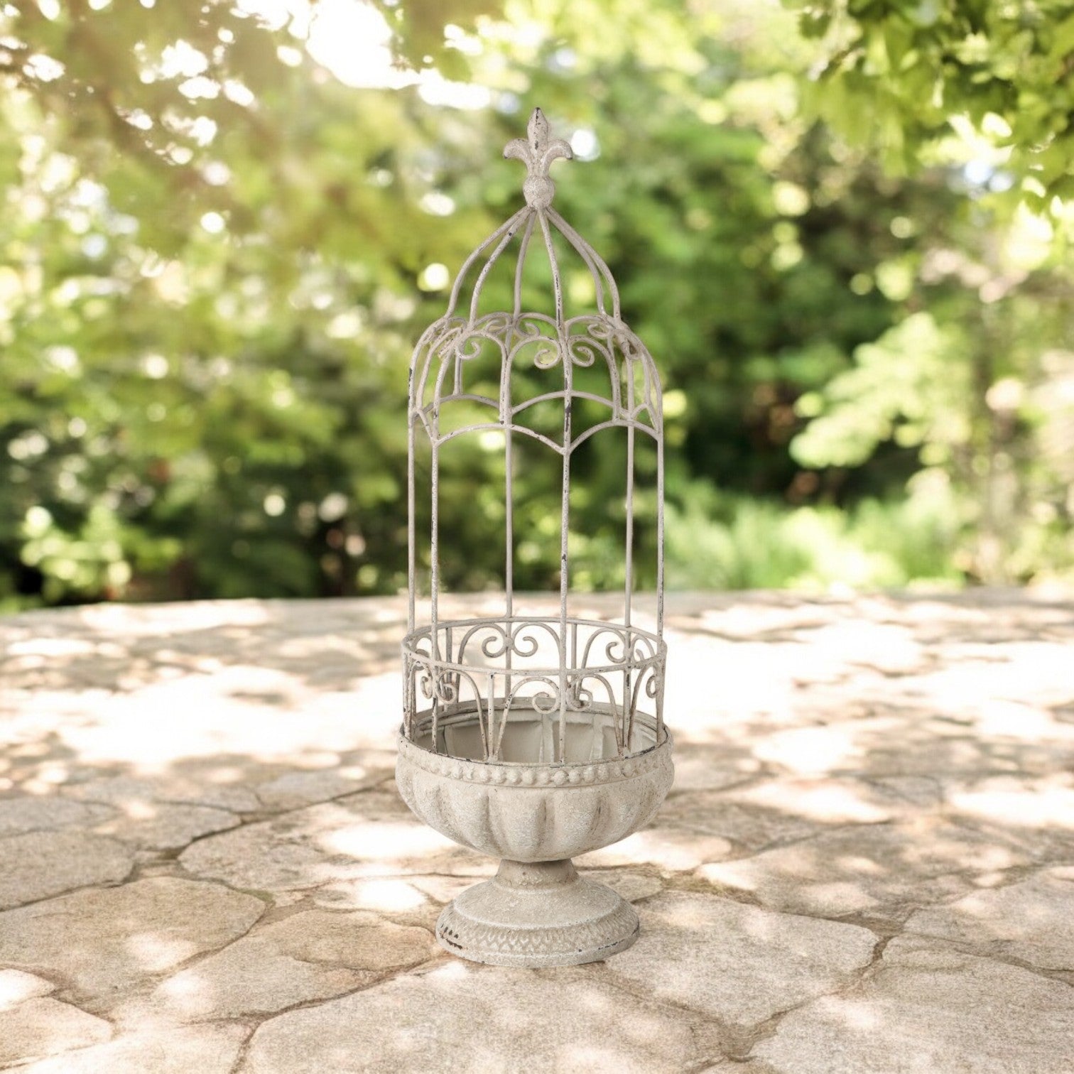 61cm Cream Metal Decorative Planter with Quirky Design