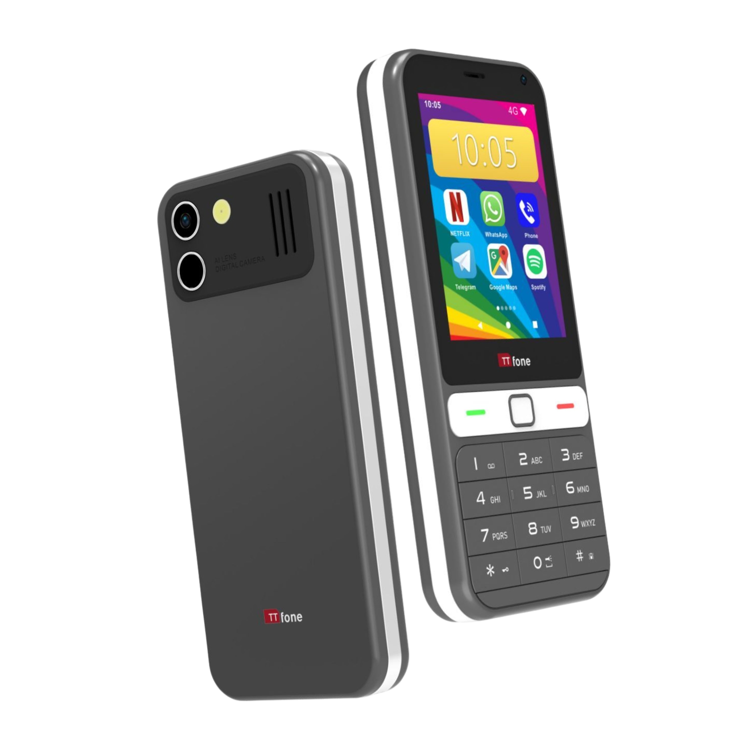 TTfone TT280 Simple 4G Dual SIM Bar Phone with Android, 2.8" Touchscreen, Keypad, 2MP Camera, USB-C - Easy to Use Unlocked Mobile (with USB Cable and EE Sim Card)