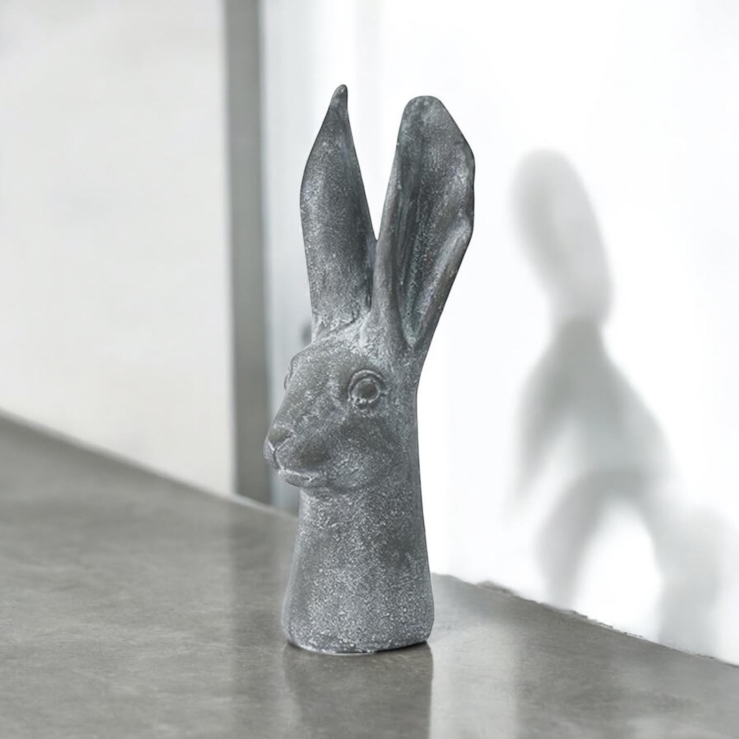 MSL 29cm Grey Resin Rabbit Ornament for Indoor or Outdoor Use, Hand Finished Garden Feature