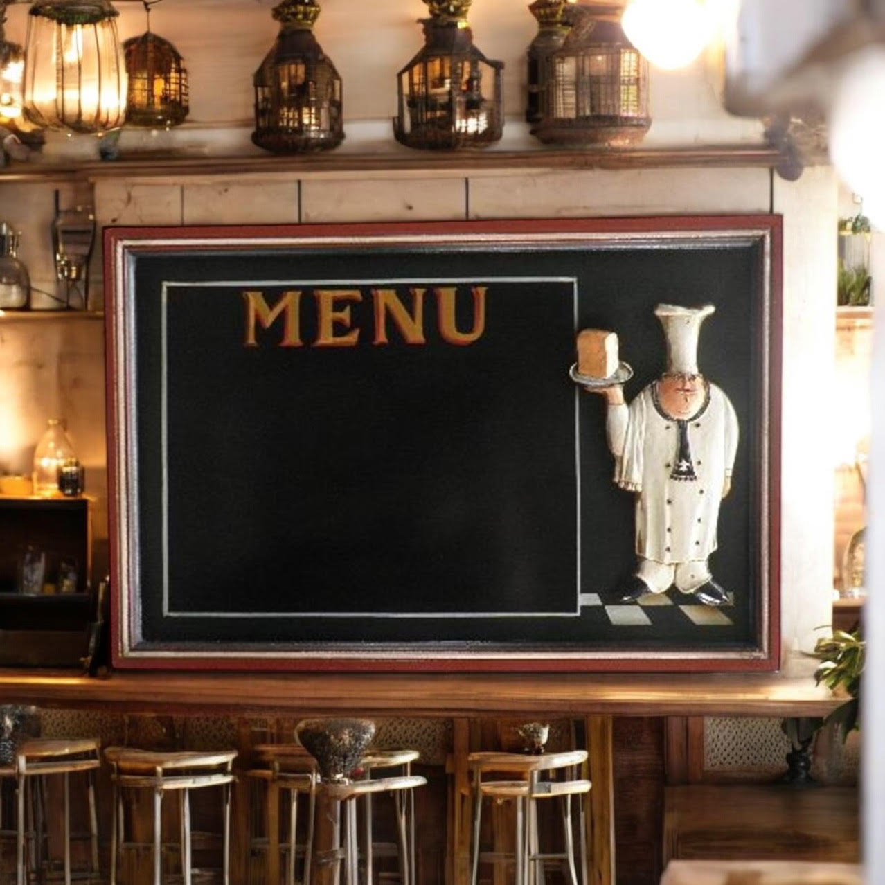 MSL 60 x 40 cm Chef Menu Blackboard with Hanging Hook, Easy Wipe Clean