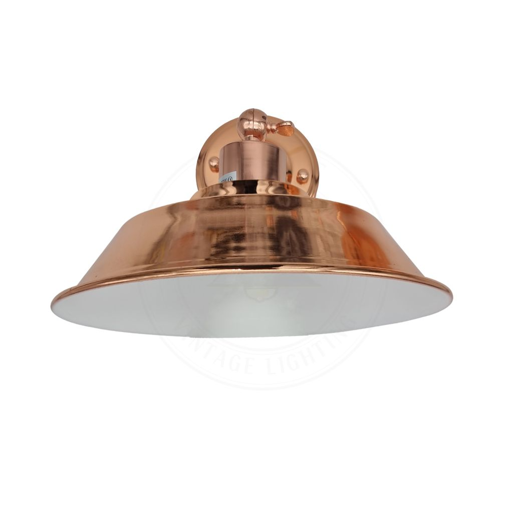 Vintage Retro Industrial Wall Light, Rose Gold Metal Shade, E27